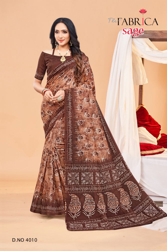 The Fabric Sage Regular Wear Printed Wholesale Cotton Sarees
